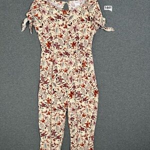 Love Squared Cream and Red Floral Jumpsuit